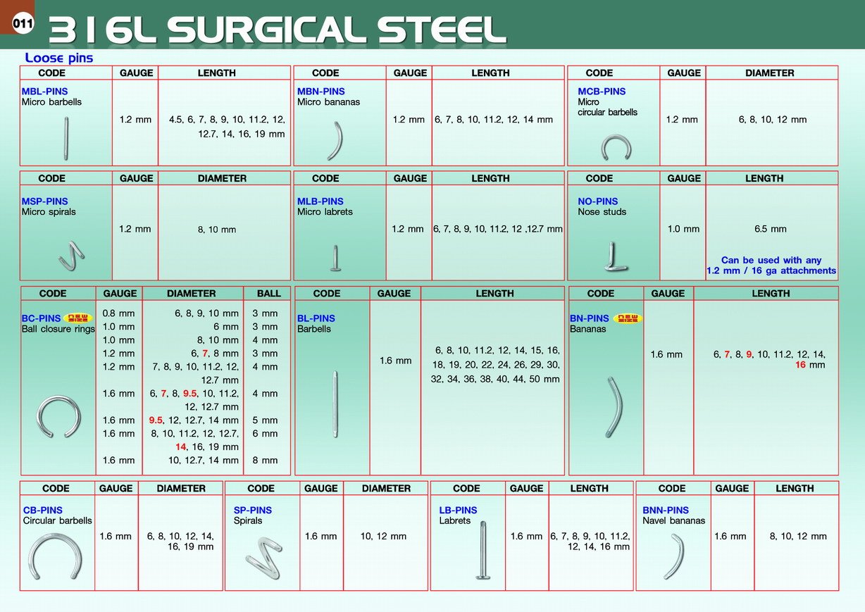 Surgical Steel Body Jewellery Steel Pins Page 11 